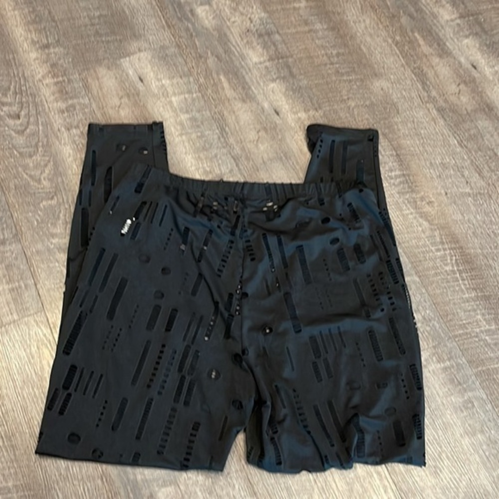 SHEIN DISTRESSED STYLE PULL ON POLYESTER PANTS - Picture 5 of 5